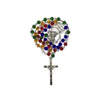 Genérico Rosario Misionero de Cristal Facetado, Multicolor, Cuentas de 6 mm, 47 cm, 5 Continentes