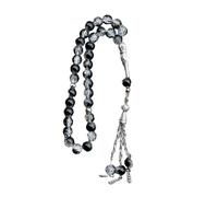 Genérico Rosario musulmán Hecho a Mano de 33 Cuentas Tasbih de Vidrio Agrietado con con Colgante de borlas para oraciones diarias y Suministros de meditación Pulsera de oración