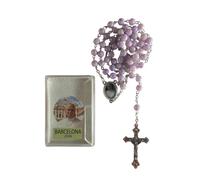 Genérico Rosario Papa León XIV Barcelona. Cuentas de Cristal Nacarado Lila. Edición limitada.