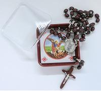 Generico Rosario rojo de madera 50 granos + 9 rosario con medalla crucera san michele de cuello con caja iglesia sacerdote monja