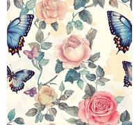 Genérico Rosas Mariposas Papel Pintado Autoadhesivo Vintage Pintado 44x300 cm Papel de Pared Removible Impermeable Estilo Vinilo PVC Pegatina es Estante del cajón de la cubierta del rodillo