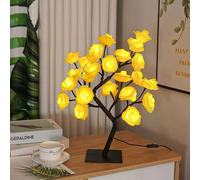 Genérico Rose Flower Tree Lamp with 24 Warm White LED Lights, Detachable Base Simulation Flower Light, USB Powered Multicolor Night Light for Homes Bedroom Decor