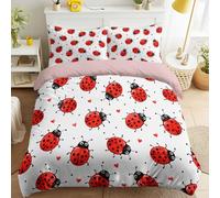 Genérico Rose Insecte Minimalista - Juego de cama reversible y transpirable, extra suave, juego de funda nórdica, lindo mariquita sonrisa feliz lunares, diseño para niños de adolescentes y adultos