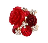 Genérico Rose Rings For Women - Statement Red Rose Ring, Floral Wrap Ring, Exaggerated Flower Design, Elegant Promise Rings | Romantic Jewelry For Mother Wife Girls Special Occasion Gift Accessories