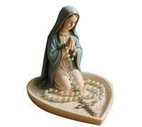 Genérico Rosenkranzhalter Madonna - Religiöse Harz Statue | Muttergottes Schmuckhalter Für Halsketten, Katholische Deko Für Gebetsecke Schreibtisch Büro Geschenk Für Lehrer Schüler Christliche Figur