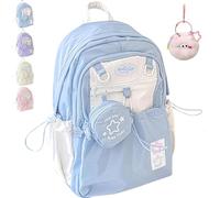 Genérico Rosy Posy Backpack - 16in Cream Star Rosyposy Double Shoulder Backpack, Extra Large Capacity, Durable Waterproof (Blue)