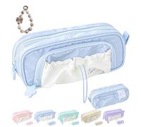 Genérico Rosy Posy Pencil Case, 2025 New RosyPosy Kawaii Pencil Case, Large Capacity Drawstring Multi-Pocket Design, Cute Aesthetic Pouch Holder, Waterproof, Soft (Blue)