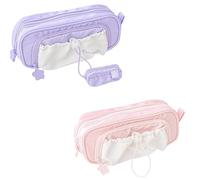 Genérico Rosy Posy Pencil Case, 2025 New RosyPosy Kawaii Pencil Case, PencilCase Big Capacity, Large Capacity Drawstring Multi-Pocket Design, Waterproof, Soft (Pink+Purple)