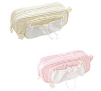 Genérico Rosy Posy Pencil Case, 2025 New RosyPosy Kawaii Pencil Case, PencilCase Big Capacity, Large Capacity Drawstring Multi-Pocket Design, Waterproof, Soft (Pink+Yellow)