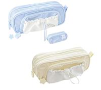 Genérico Rosy Posy Pencil Case, 2025 New RosyPosy Kawaii Pencil Case, PencilCase Big Capacity, Large Capacity Drawstring Multi-Pocket Design, Waterproof, Soft (Blue+Yellow)