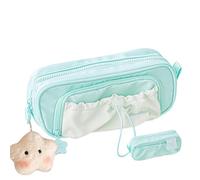 Genérico Rosy Posy Pencil Case, Kawaii Strawberry Pencil Case, Office College School Large Storage High Capacity Bag Pouch Ho with Star Ornament (Green)