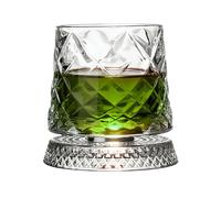 Genérico Rotatable Whiskey Glass - 3,93 pulgadas Bourbon Cup | Base Design with Coaster Thick Glass | Whiskey Tasting Old Fashioned Coffee Drinking for Home Bar Family Gatherings