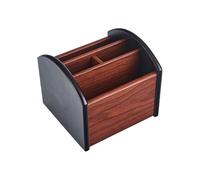 Genérico Rotating Desktop Storage - Office Organizer | 14.5x14.8x13cm Wooden Storage Box With 360 Degree Rotation, Multi Compartment Pen Holder For Markers Phone Accessories Home School Classroom Use