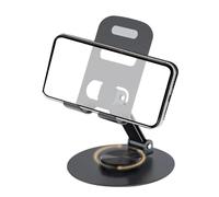 Genérico Rotating Phone Stand, Flexible Smartphone Holder, 3.54x1.26in Foldable Desk Mount, Adjustable Height Feature, Multi-Angle Design for Room, Home, Video Calls, Streaming
