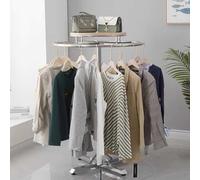 Genérico Rotating Round Clothing Rack, Freestanding Garment Rack with Top Shelf Floor-Standing Hanging Rack for Clothes Boutique Supplies Display (Color : Silver, Size : 70x150cm)