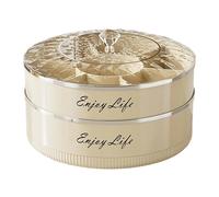 Genérico Rotating Snack Container - 7 Compartment Platter, Candy Storage Dish | Multi Section Rotating Food Organizer with Lid and Handle Perfect for Party Picnic Wedding Reception Kitchen