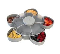 Genérico Rotating Snack Tray - Divided Serving Container with Lid, No Lipstick Party Food Tray for Fruit, Vegetables, Dipping Sauces, Appetizers, Travel, Picnic, Dining Table and Home Gatherings