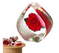 Genérico Rote Rose - Aus Harz,Echte Rosen, Kunstharz, Kunsthandwerk, Kunstharz-Souvenir | Tragbare Schreibtischdekoration, Für Immer Sichere Rosen Für Geburtstag, Hochzeit, Valentinstag, Einw