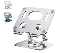 Genérico Rotiva Rotating Stand for Laptop,360°Adjustable Laptop Stands, Foldable for Easy Storage, with Heat-Vent, for Laptops and Phones Under 16 in (Silver)