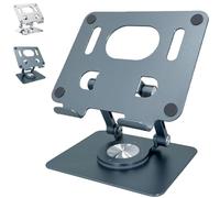 Genérico Rotiva Rotating Stand for Laptop,360°Adjustable Laptop Stands, Foldable for Easy Storage, with Heat-Vent, for Laptops and Phones Under 16 in (Gray)