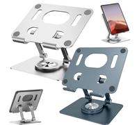 Genérico Rotiva Rotating Stand for Laptop, Adjustable 360° Rotating Bas, Foldable and Portable Computer Mount, Aluminum Alloy Desktop Tablet Holder (2pcs)