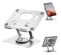 Genérico Rotiva Rotating Stand for Laptop, Adjustable 360° Rotating Bas, Foldable and Portable Computer Mount, Aluminum Alloy Desktop Tablet Holder (Sliver)