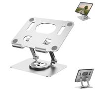 Genérico Rotiva Rotating Stand for Laptop, Adjustable Laptop Stands, 360° Silent Rotation Ergonomic Laptops Mount for Desks, 3 in 1 Portable Adjustable Computer Stand (Silver)