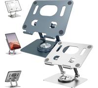 Genérico Rotiva Rotating Stand for Laptop, with 360 Rotating Base, Ergonimic Foldable Laptops Riser, Folding Hollow Cooling Aluminum Alloy Desktop Tablet Holder for Desk (Gray + Silver)