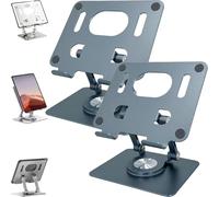 Genérico Rotiva Rotating Stand for Laptop, with 360 Rotating Base, Ergonimic Foldable Laptops Riser, Folding Hollow Cooling Aluminum Alloy Desktop Tablet Holder for Desk (Gray * 2)