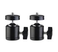 Genérico Rótula de Trípode Metálica Negra 1/4 Pulgada, Soporte para Trípode y Luz de Anillo, Adaptador de Montaje Rotatorio 360° para Cámara y Teléfono, Kit de 2 Piezas para Fotografía