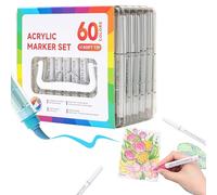 Genérico Rotuladores Para Libros De Colorear, Juego De Plumones Artísticos, Juego De 60 Acrílicos Creativos Para En Vidrio, Tela, Madera, Papel Y Dibujo Infantil
