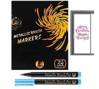 Generico Rotuladores para pintura - 12/24 colores brillantes materiales para arte | Rotuladores pincel para colorear - Para madera, papel, vidrio, tela, tela, cerámica, niños, adultos, cumpleaños