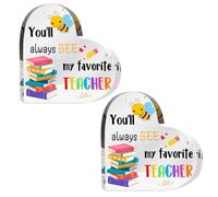 Genérico Rotulo Profesor - 3.94x3.94x0.39 pulgadas acrílico Rotulo Acrilico Corazon 2 Piezas | Accesorios Decorativos | Decoracion Escritorio Graduacion Accion Gracias Compañeros Trabajo Navidad