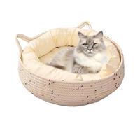 Genérico Round Cat Bed - Cotton Rope 35x35x13cm | Small Dog Bed Cat Nest Cushion | Calming Sleeping Cushion with Scratch Pad For Puppies Kittens Small Dogs Indoor Dorm Apartment Home Decor