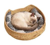Genérico Round Cat Bed - Pet Cat Bed | Comfortable Woven Washable Kitten Mat | Woven CatBed Indoor for Outdoor Winter Travel Car Camping Desk Bedside Window Chair Couch Room Shelter