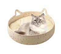 Genérico Round Cat Bed - Soft Cotton Rope Nest Cushion for Indoor Cats, Calming Pet Supply with Scratch-Resistant Design, Cute and Furniture for Kittens, Small Dogs, Home or Apartment