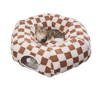 Generico Round Pet Play Tunnel Toy - Indoor Cat Donut Bed With Washable Cushion | Interactive -and-S ave Hanging Ball, Kittens, Puppies, Detachable Fabric Canvas Tunnel For Bedroom, Living Room,