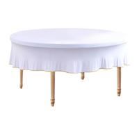 Genérico Round Tablecloth, Table Cover, Decorative Polyester Fabric Circular Design Topper Style Linen, Tables Cloth for Kitchen, Dining Room, Cafe, Restaurant, Indoor Use, Color White