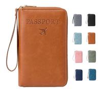 Genérico Rowgins Multi-Functional Passport Wallet, Passport Holder for Travel Essentials, Men & Women Travel Wallet, Slim Leather Cover, for Credit Cards, Tickets, and Cash (1 Pcs*Brown)
