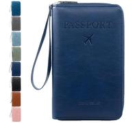Genérico Rowgins Multi-Functional RFID Passport Wallet, Multiple Passport Holder for Travel Essentials - Wallet Cover Case (Dark Blue)