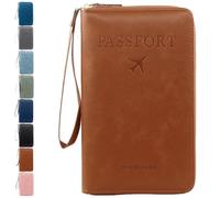 Genérico Rowgins Multi-Functional RFID Passport Wallet, Multiple Passport Holder for Travel Essentials - Wallet Cover Case (Light Brown)