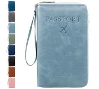 Genérico Rowgins Multi-Functional RFID Passport Wallet, Multiple Passport Holder for Travel Essentials - Wallet Cover Case (Sky Blue)