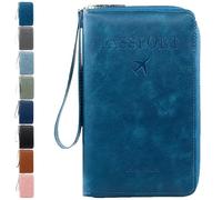 Genérico Rowgins Multi-Functional RFID Passport Wallet, Multiple Passport Holder for Travel Essentials - Wallet Cover Case (Peacock Blue)