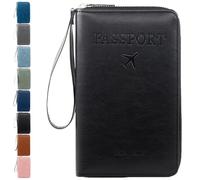Genérico Rowgins Multi-Functional RFID Passport Wallet, Multiple Passport Holder for Travel Essentials - Wallet Cover Case (Black)