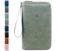Genérico Rowgins Multi-Functional RFID Passport Wallet, Multiple Passport Holder for Travel Essentials - Wallet Cover Case (Olive Green)