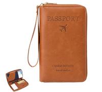 Genérico Rowgins Multi-Functional RFID Passport Wallet, Passport Holder for Travel Essentials, Travel Passport Holder for Men & Women, Secure ID Card Organizer with Anti-Theft Protection (Brown)