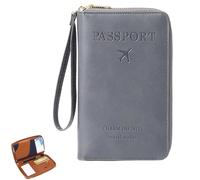 Genérico Rowgins Multi-Functional RFID Passport Wallet, Passport Holder for Travel Essentials, Travel Passport Holder for Men & Women, Secure ID Card Organizer with Anti-Theft Protection (Gray)