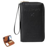 Genérico Rowgins Multi-Functional RFID Passport Wallet, Passport Holder for Travel Essentials, Travel Passport Holder for Men & Women, Secure ID Card Organizer with Anti-Theft Protection (Black)