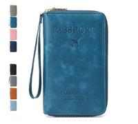Genérico Rowgins Multi-Functional RFID Passport Wallet,Passport Holder for Travel Essentials Women & Men,Wallet Cover Case - Secure ID Card Organizer with Anti-Theft Protection (Peacock Blue)