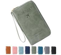 Genérico Rowgins Multi-Functional RFID Passport Wallet, Passport Holder for Travel for Men & Women, with Smooth Zipper and Organized Compartments for Secure Travel (Green)